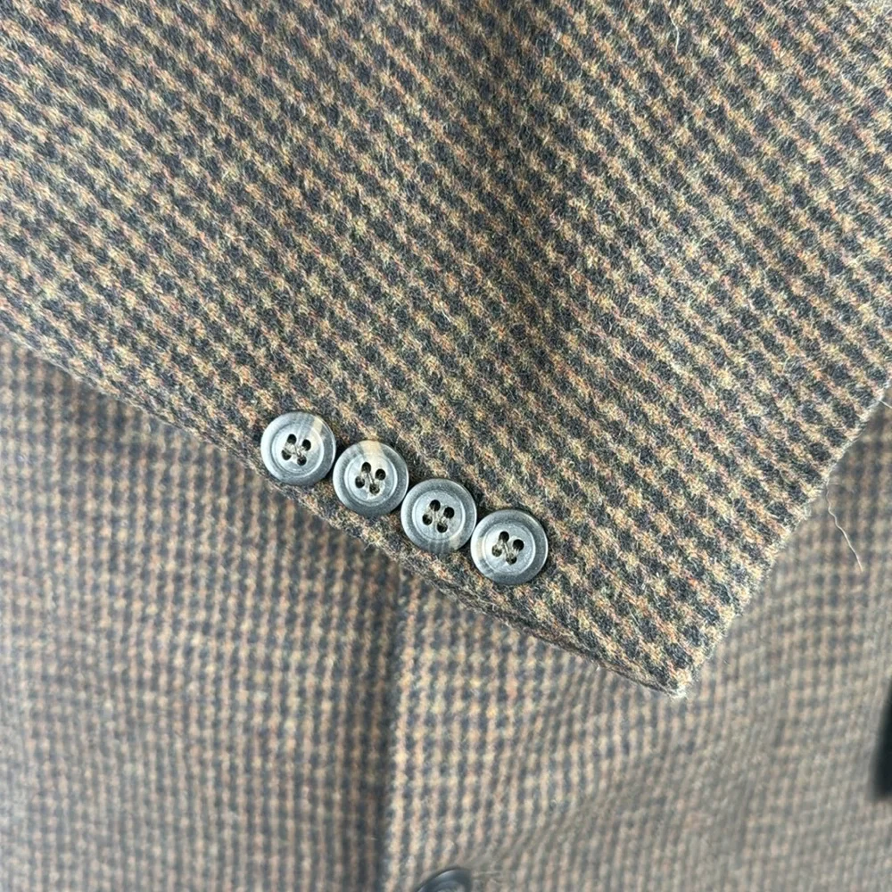 Robert Stock Houndstooth Wool Blazer Sports Coat Single Breasted Lined Sz 48R